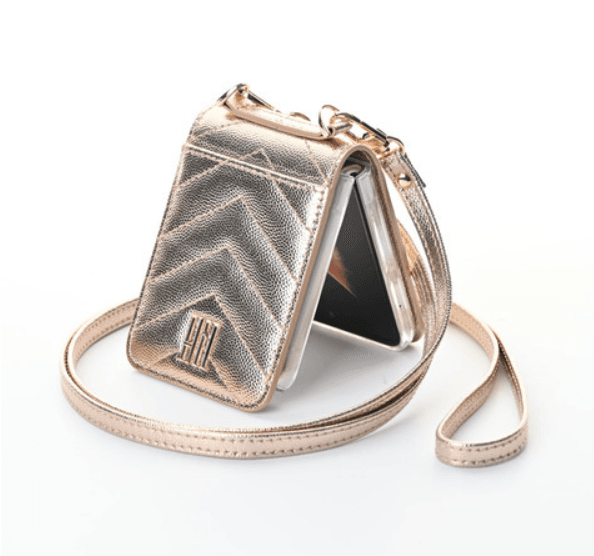 Galaxy Z Flip 4 Premium Leather Cross Body Bag Long Strap Card Holder Flip Cover - Silver - Guleel