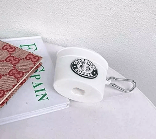 Airpod's Pro 2 Cute Starbucks Cartoon Silicone Case - White - Guleel