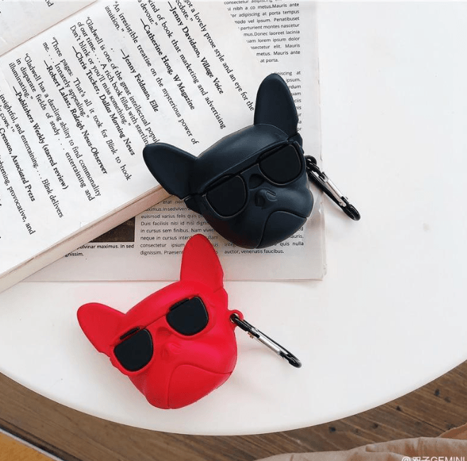 Airpod's Pro 2 Cute Bull Dog Cartoon Silicone Case - Red - Guleel