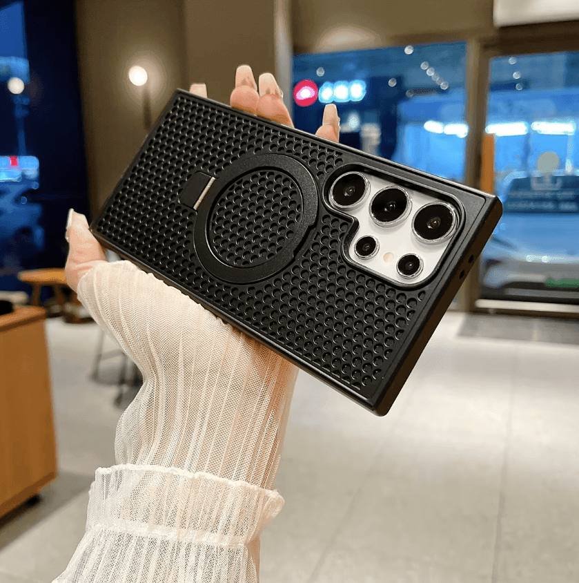 Samsung Galaxy S25 Ultra Magnetic Ring Holder Stand Mag-Safe Kickstand Shockproof Phone Case - Black - Guleel