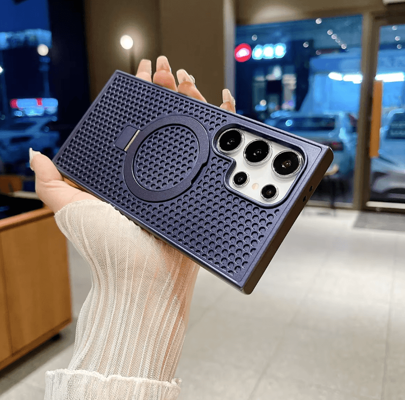 Samsung Galaxy S24 Ultra Magnetic Ring Holder Stand Mag-Safe Kickstand Shockproof Phone Case - Purple - Guleel