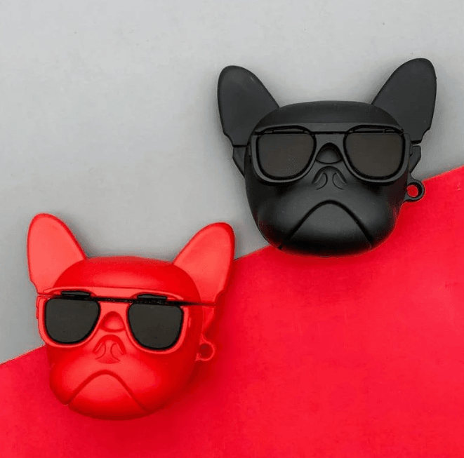 Airpod's Pro 2 Cute Bull Dog Cartoon Silicone Case - Black - Guleel