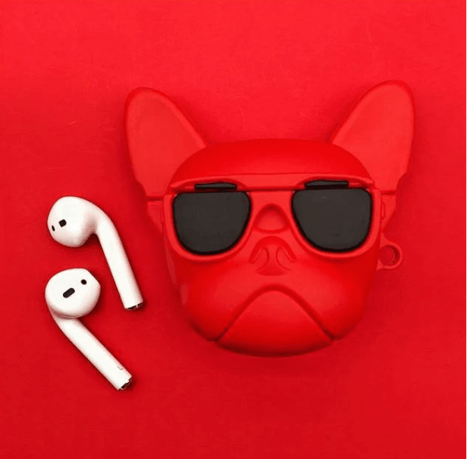 Airpod's Pro 2 Cute Bull Dog Cartoon Silicone Case - Red - Guleel