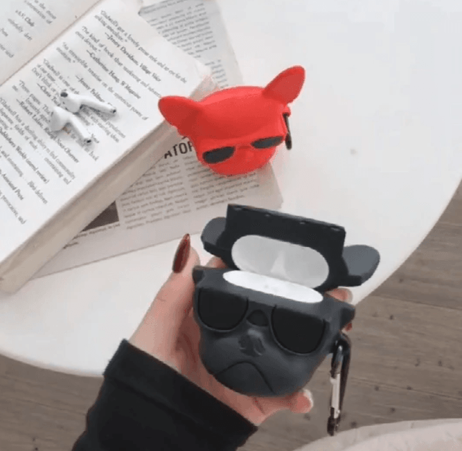 Airpod's Pro 2 Cute Bull Dog Cartoon Silicone Case - Black - Guleel