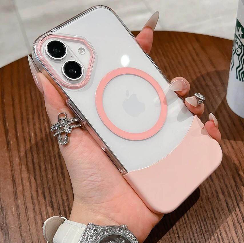 Magnetic MagSafe Transparent 2 in 1 Design Case - Pink - Guleel