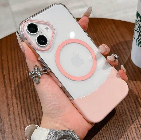 Magnetic MagSafe Transparent 2 in 1 Design Case - Pink - Guleel
