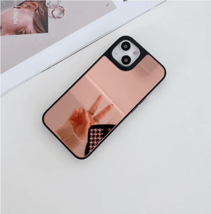 iPhone 13 Premium Mirror Reflective Phone Cover - Rose Gold - Guleel