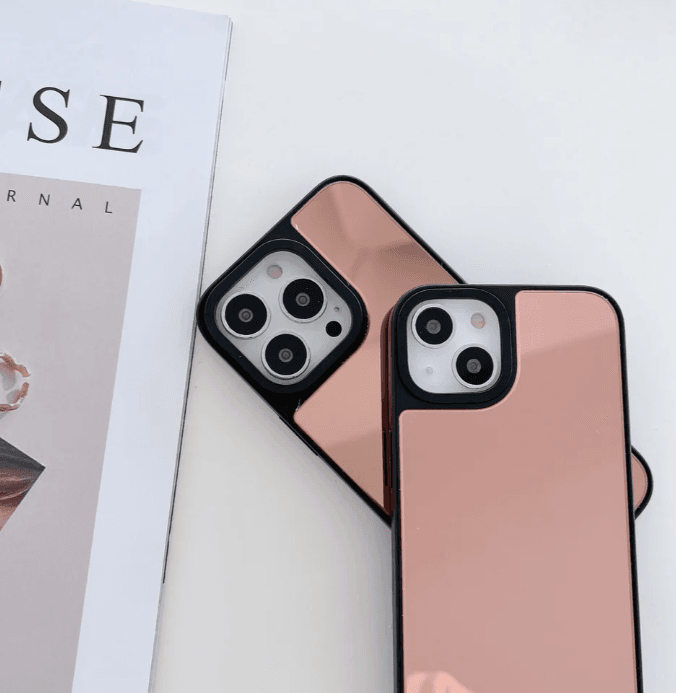 iPhone 13 Premium Mirror Reflective Phone Cover - Rose Gold - Guleel