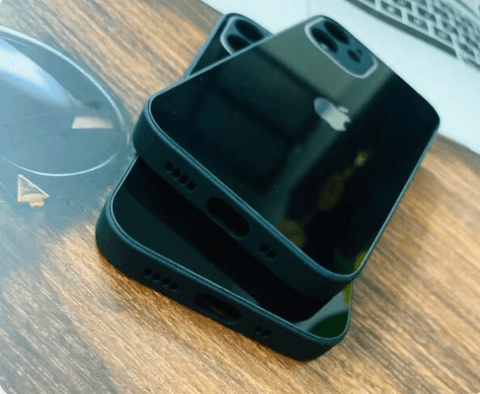 iPhone 12 Mini Premium Glass Finish Case - Black - Guleel