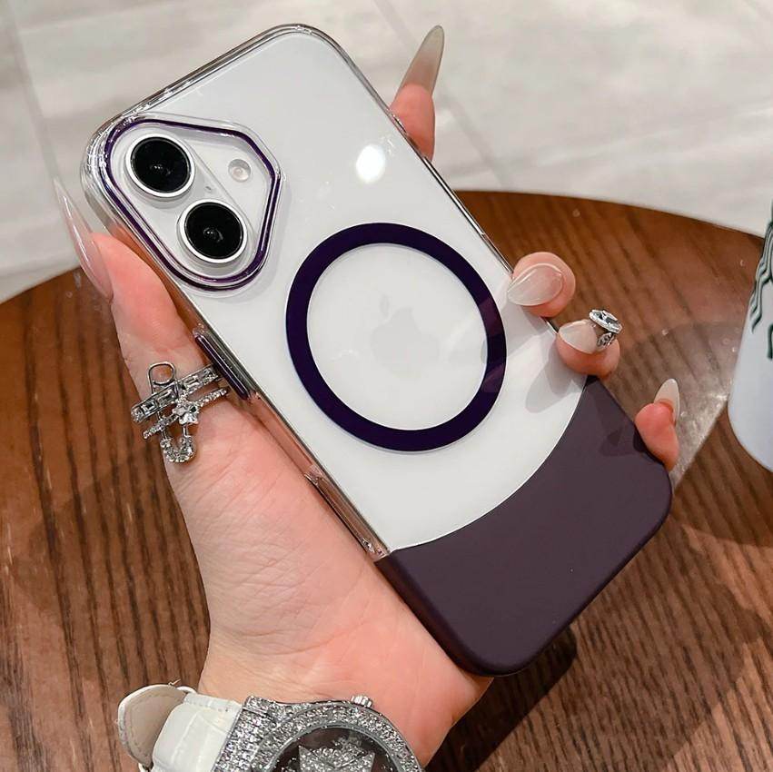 Magnetic MagSafe Transparent 2 in 1 Design Case - Purple - Guleel