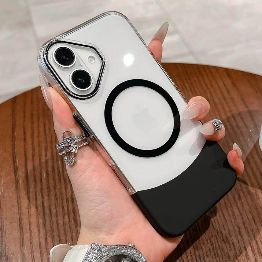Magnetic MagSafe Transparent 2 in 1 Design Case - Black - Guleel