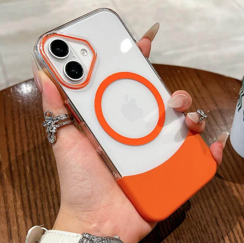 Magnetic Magsafe Transparent 2 in 1 Design Case - Orange - Guleel