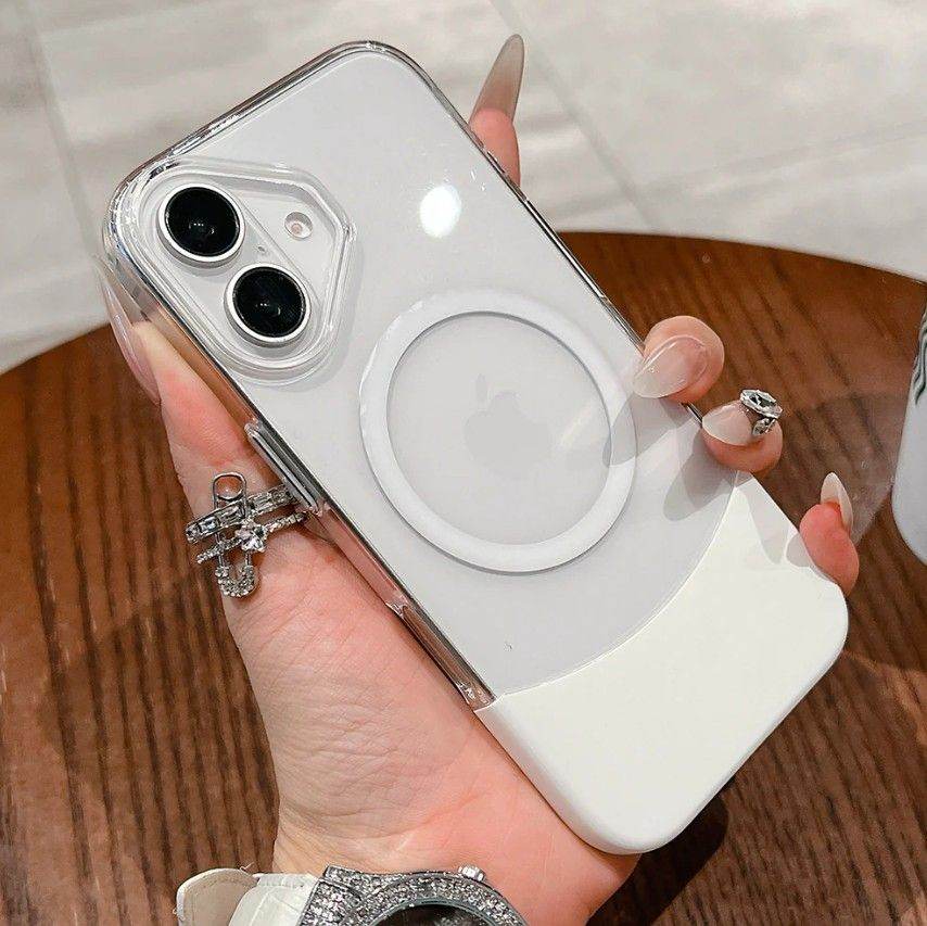 Magnetic MagSafe Transparent 2 in 1 Design Case - White - Guleel