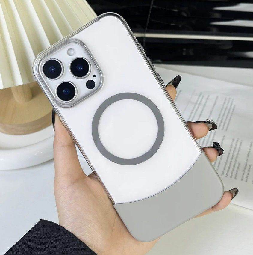 Magnetic MagSafe Transparent 2 in 1 Design Case - Grey - Guleel