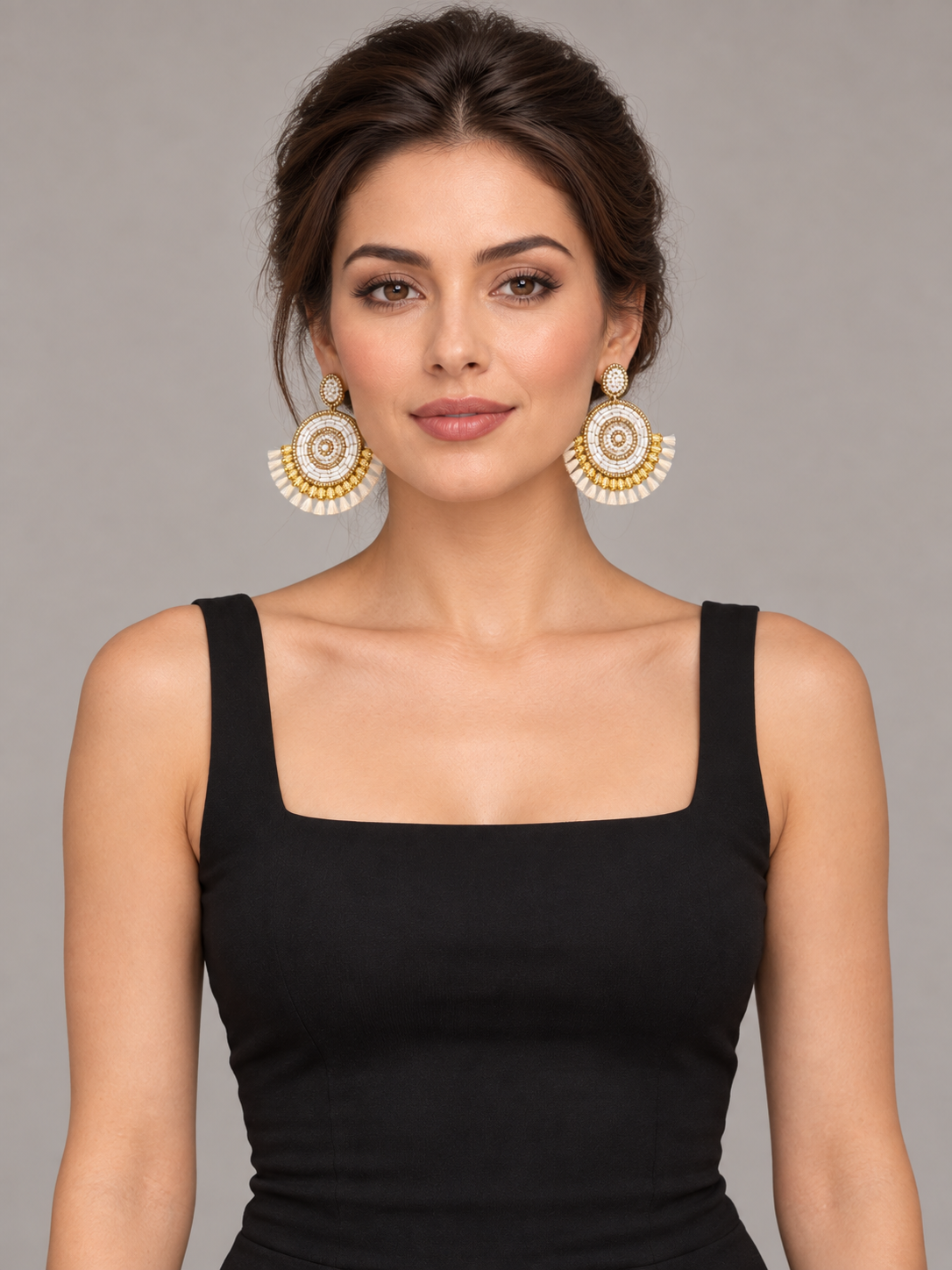 Ivory & Gold-Tone Beaded Tassel Statement Earrings - Multicolor