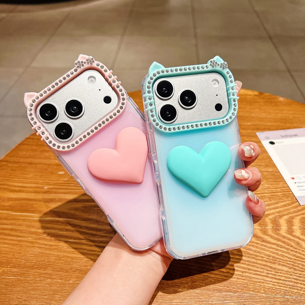 Luxury 3D Heart Silicone Phone Case with Camera Lens Protection | Cute Shockproof Soft TPU Cover