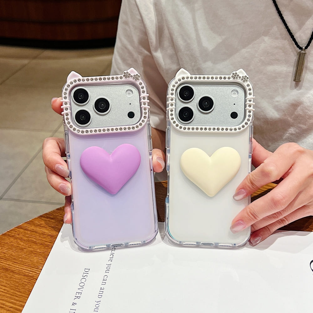 Luxury 3D Heart Silicone Phone Case with Camera Lens Protection | Cute Shockproof Soft TPU Cover