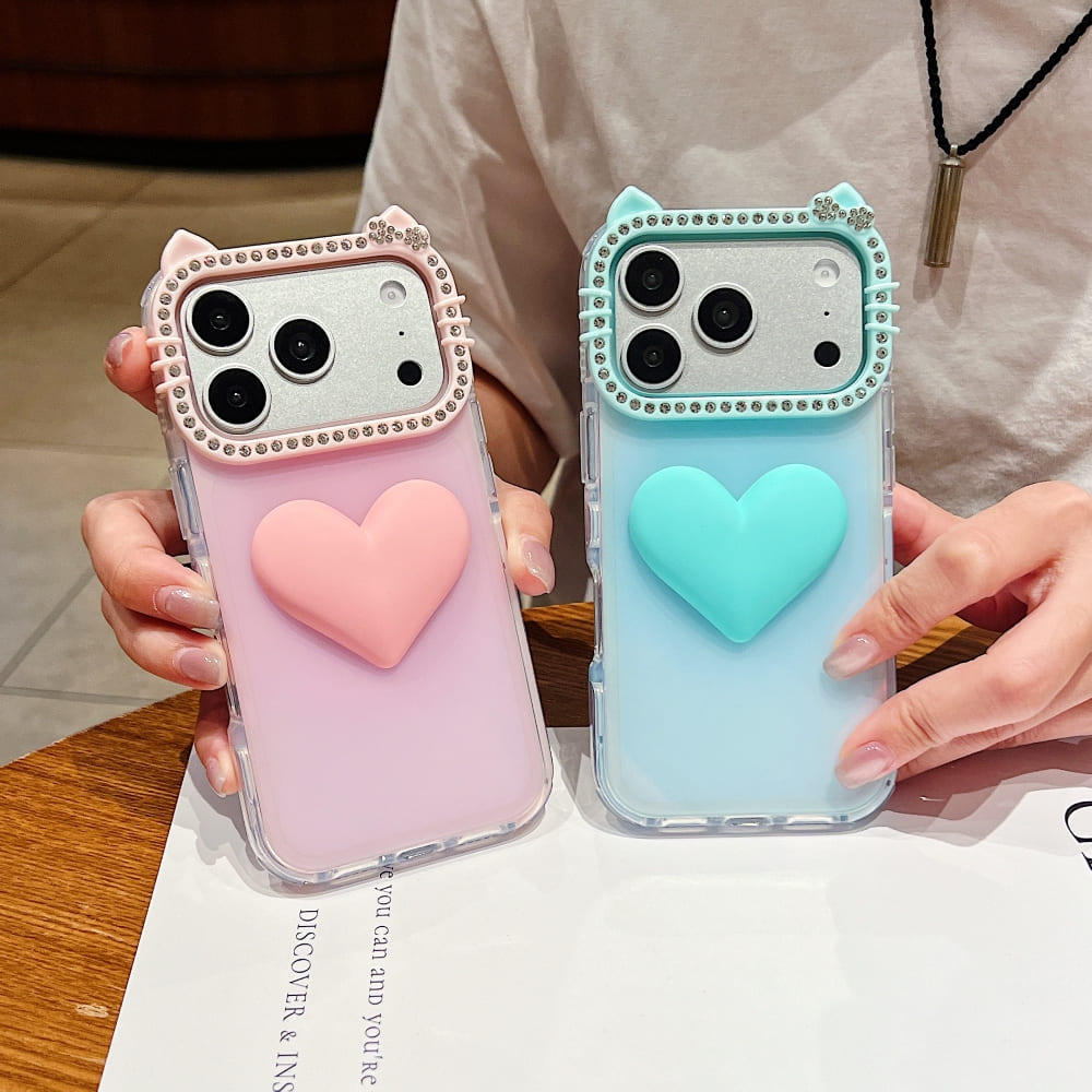 Luxury 3D Heart Silicone Phone Case with Camera Lens Protection | Cute Shockproof Soft TPU Cover