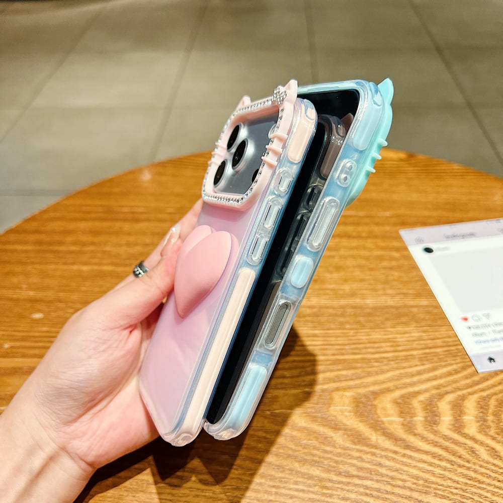 Luxury 3D Heart Silicone Phone Case with Camera Lens Protection | Cute Shockproof Soft TPU Cover
