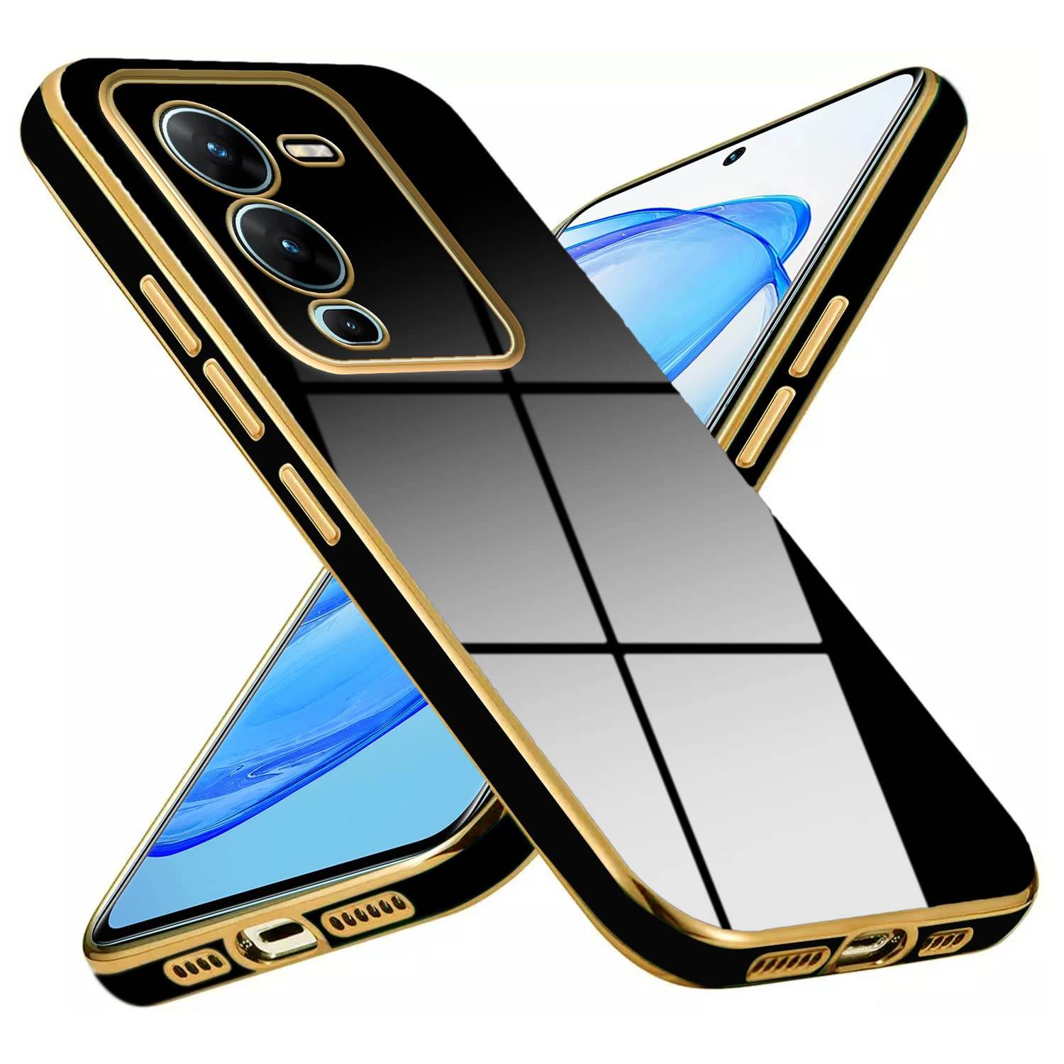 Vivo V25 5G Premium Silicon Case Cover - Black - Guleel