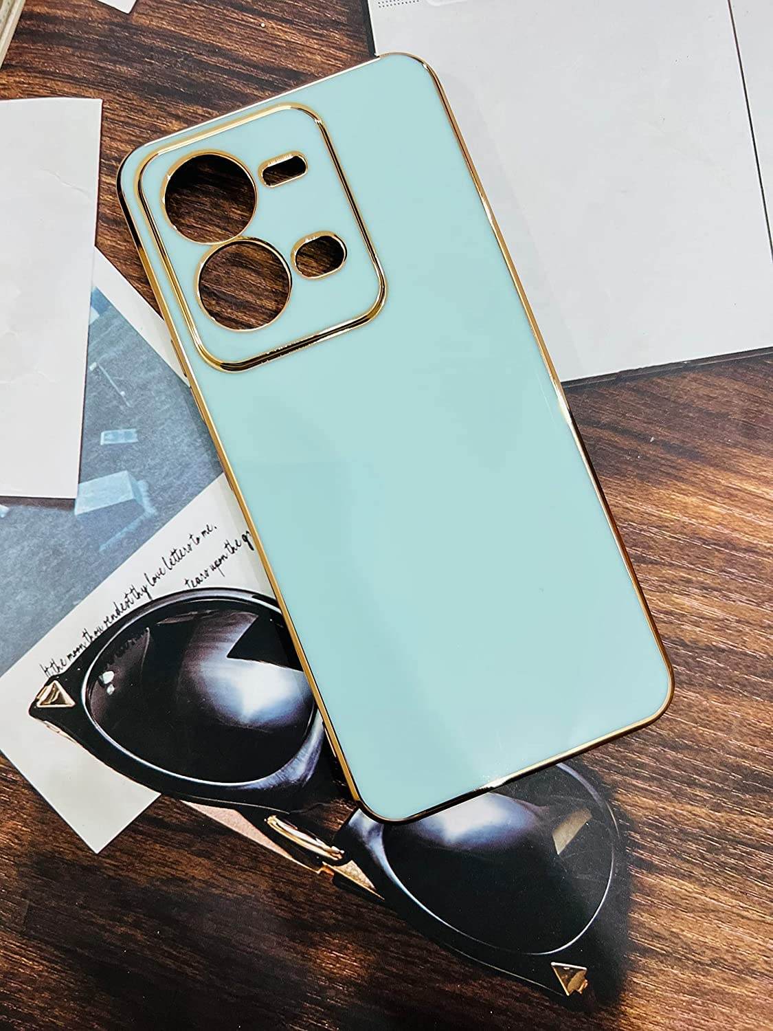 Vivo V25 5G Premium Silicon Case Cover - Mint Green - Guleel