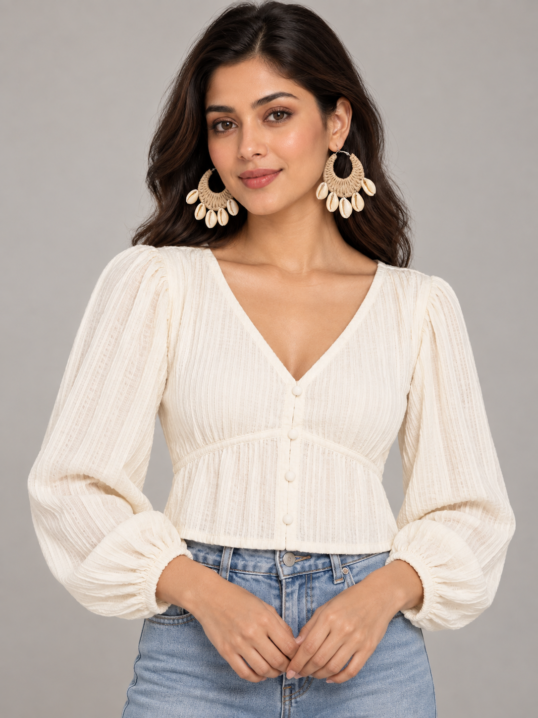 Handcrafted Cowrie Shell & Woven Boho Hoop Earrings