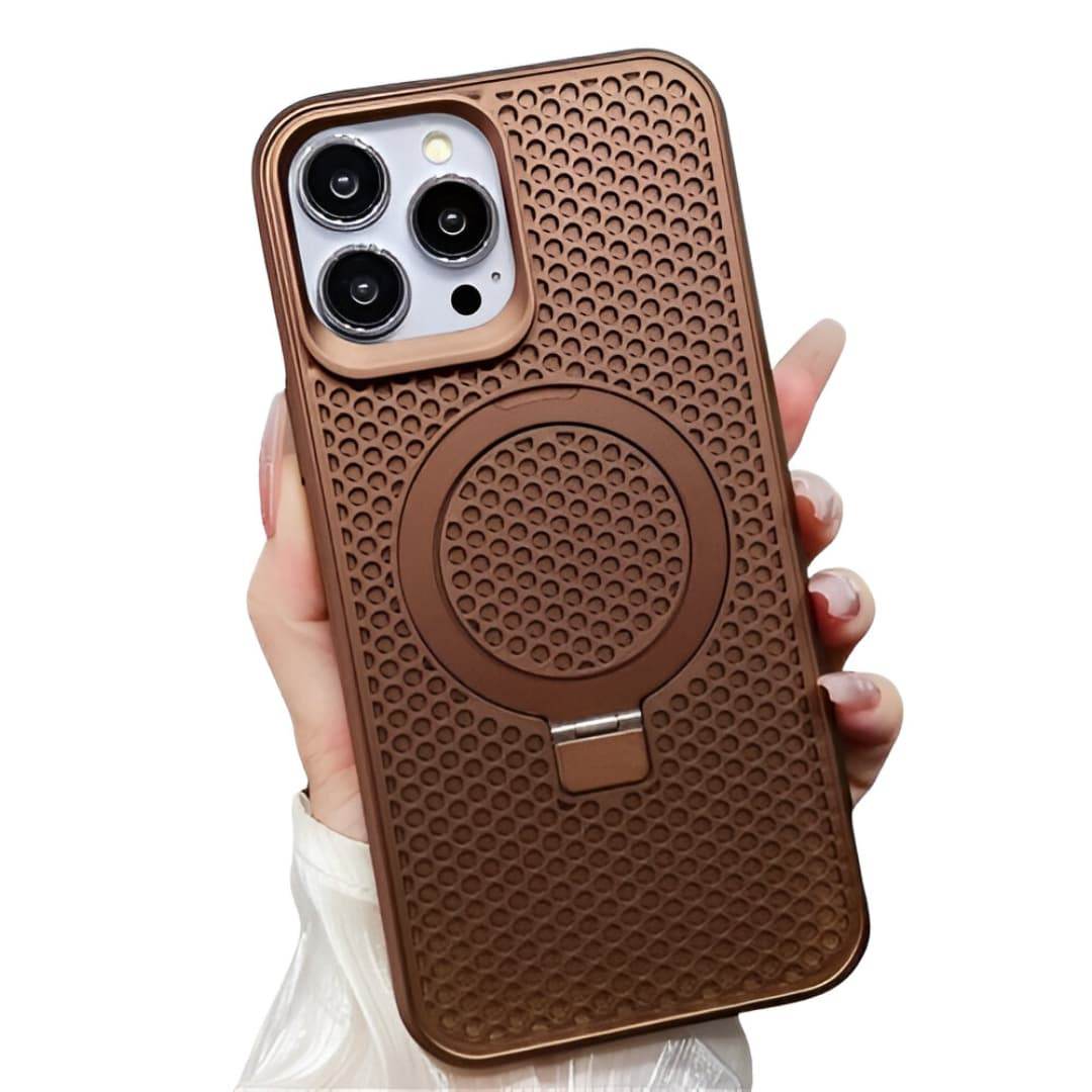 Premium Shockproof Ring Stand Back Case-Brown - Guleel