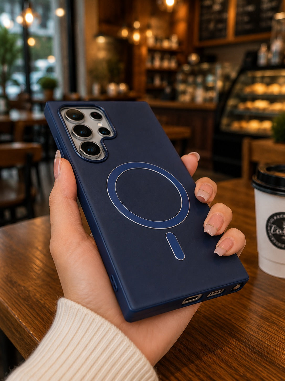 Premium Leather Shockproof Magsafe Case - Blue