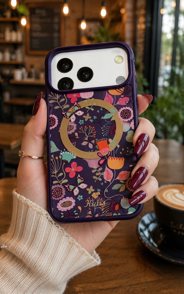 iPhone 17 Pro Premium Shockproof Flower Printed Magsafe Mobile Cover