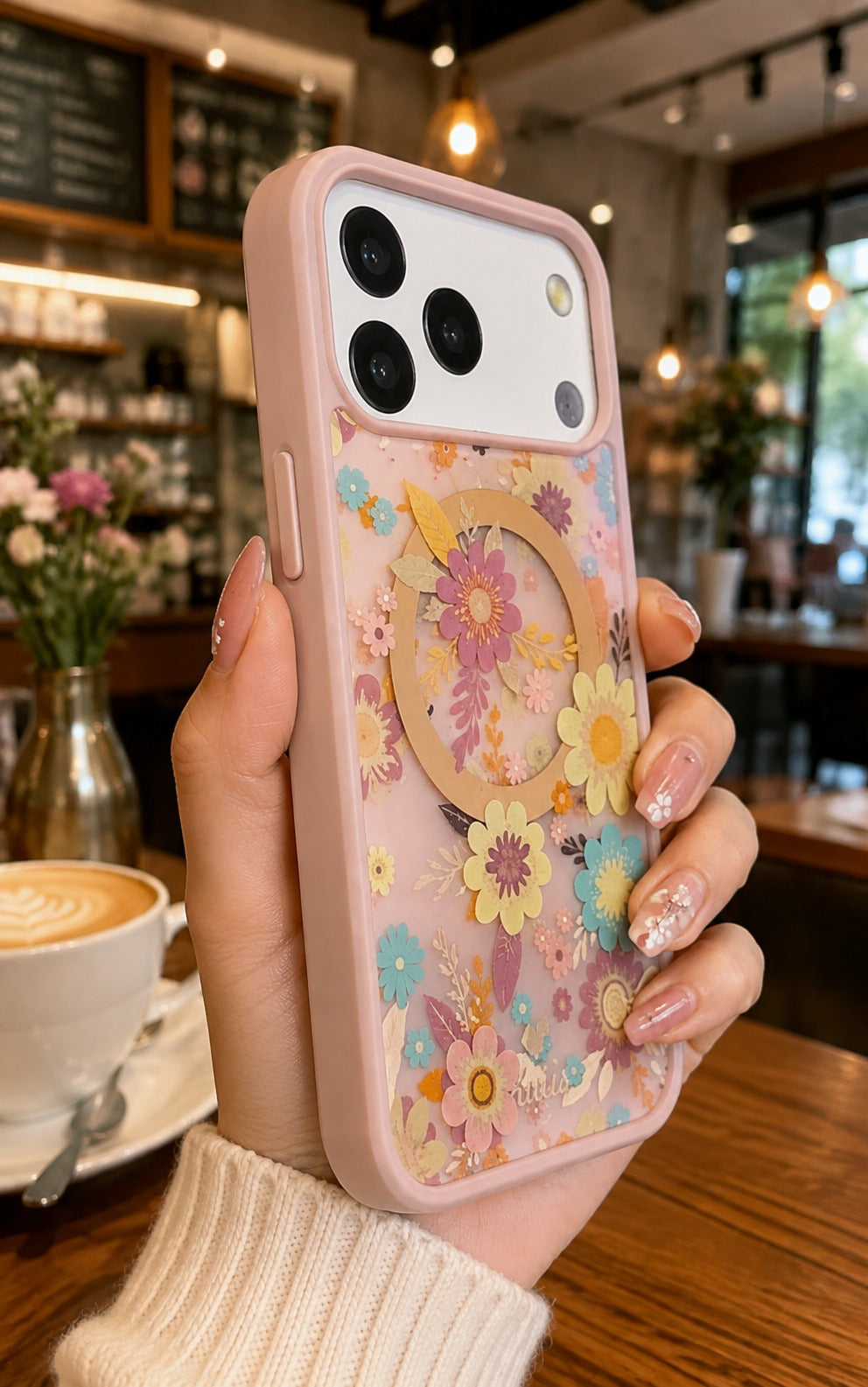 iPhone 17 Pro Premium Shockproof Flower Printed Magsafe Mobile Cover