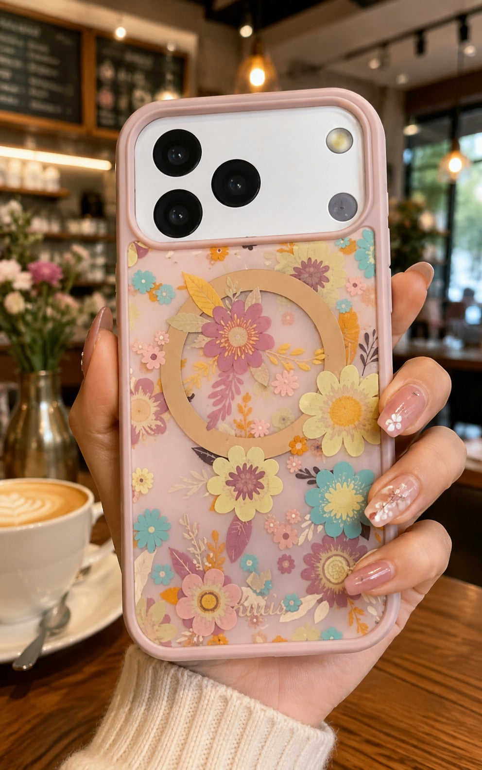 iPhone 17 Pro Premium Shockproof Flower Printed Magsafe Mobile Cover