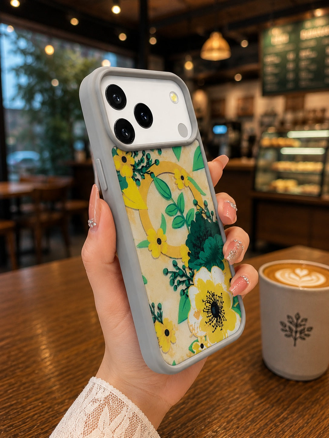 iPhone 17 Pro Premium Shockproof Flower Printed Magsafe Mobile Cover