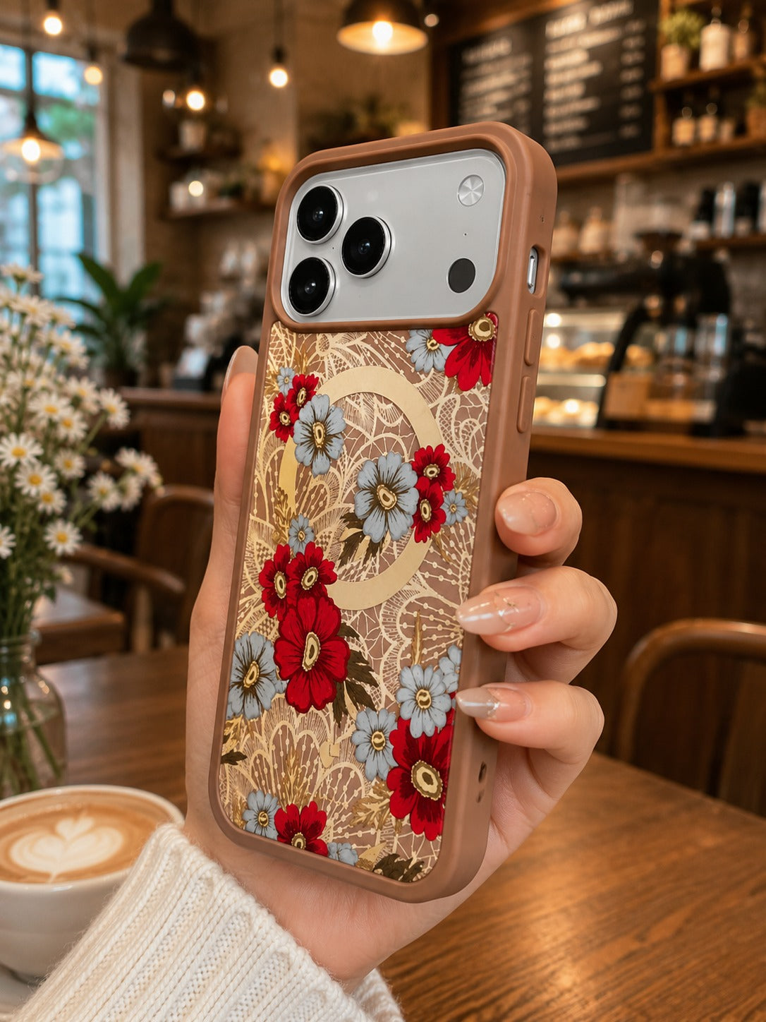 iPhone 17 Pro Premium Shockproof Flower Printed Magsafe Mobile Cover