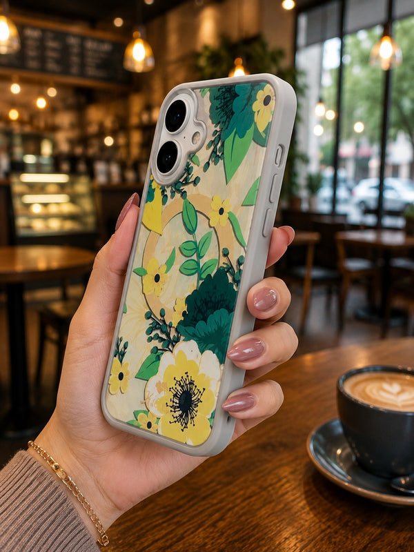 iPhone 17 Premium Shockproof Flower Printed Magsafe Mobile Cover