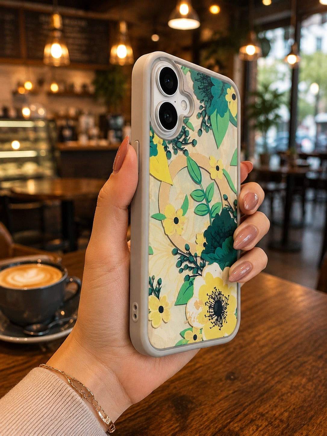 iPhone 17 Premium Shockproof Flower Printed Magsafe Mobile Cover