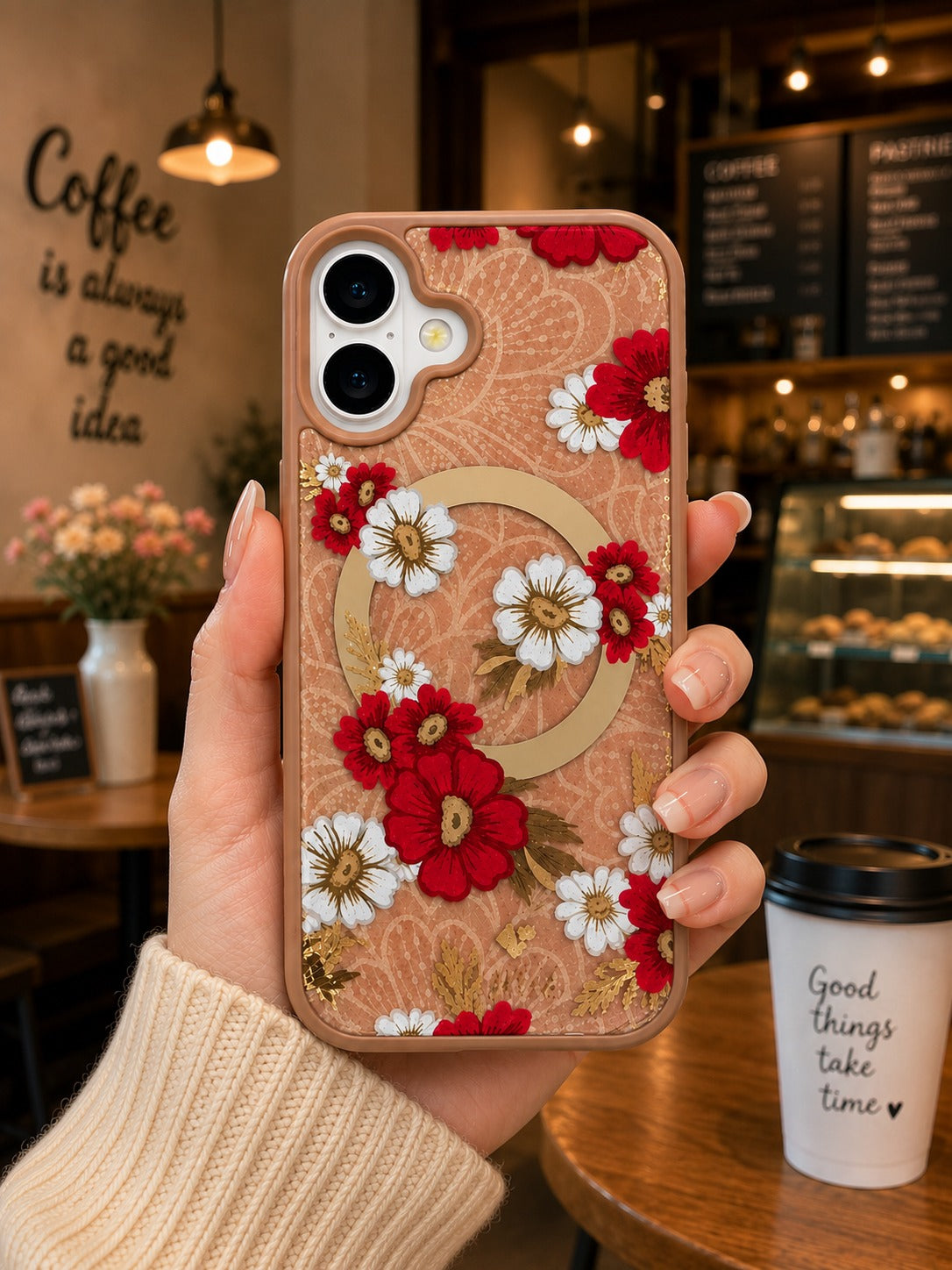 Premium Shockproof Flower Printed Magsafe Mobile Cover