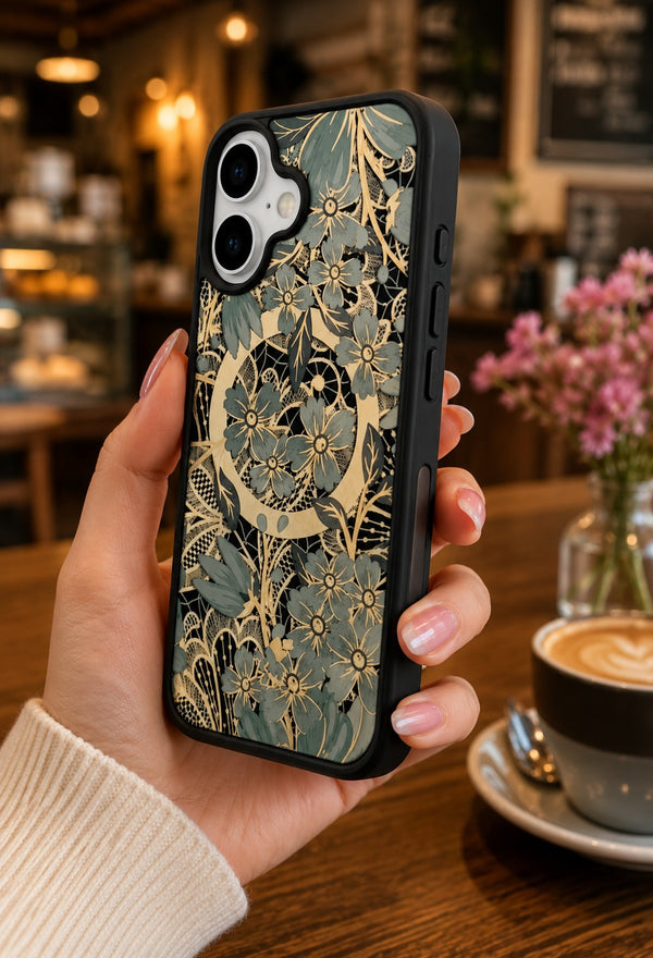 iPhone 17 Premium Shockproof Flower Printed Magsafe Mobile Cover