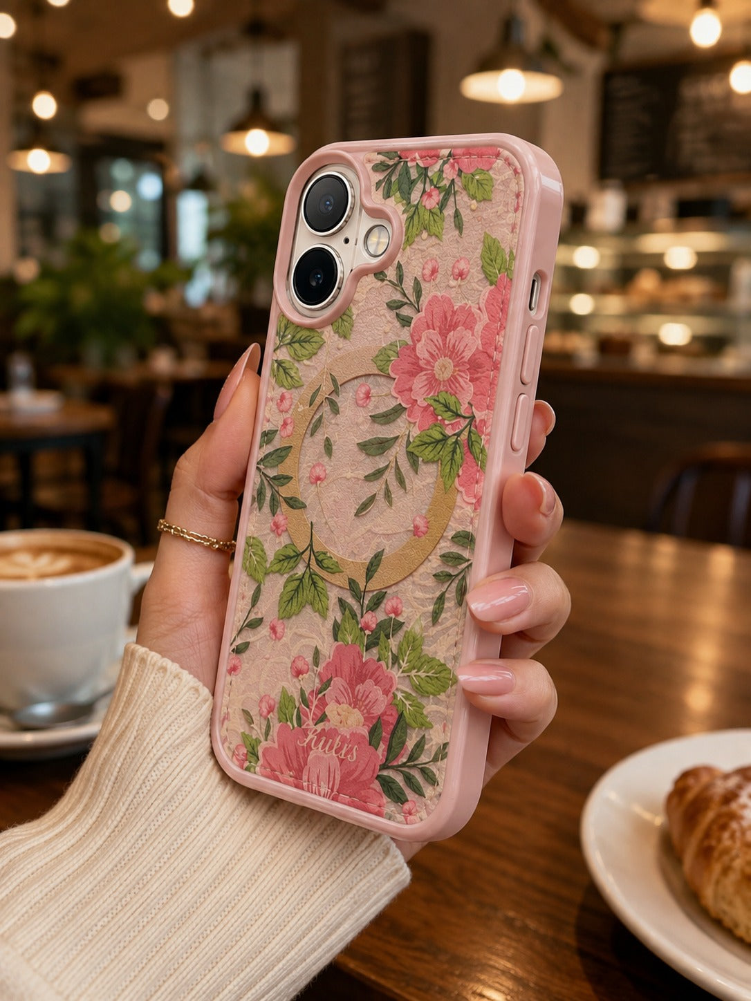 iPhone 17 Premium Shockproof Flower Printed Magsafe Mobile Cover