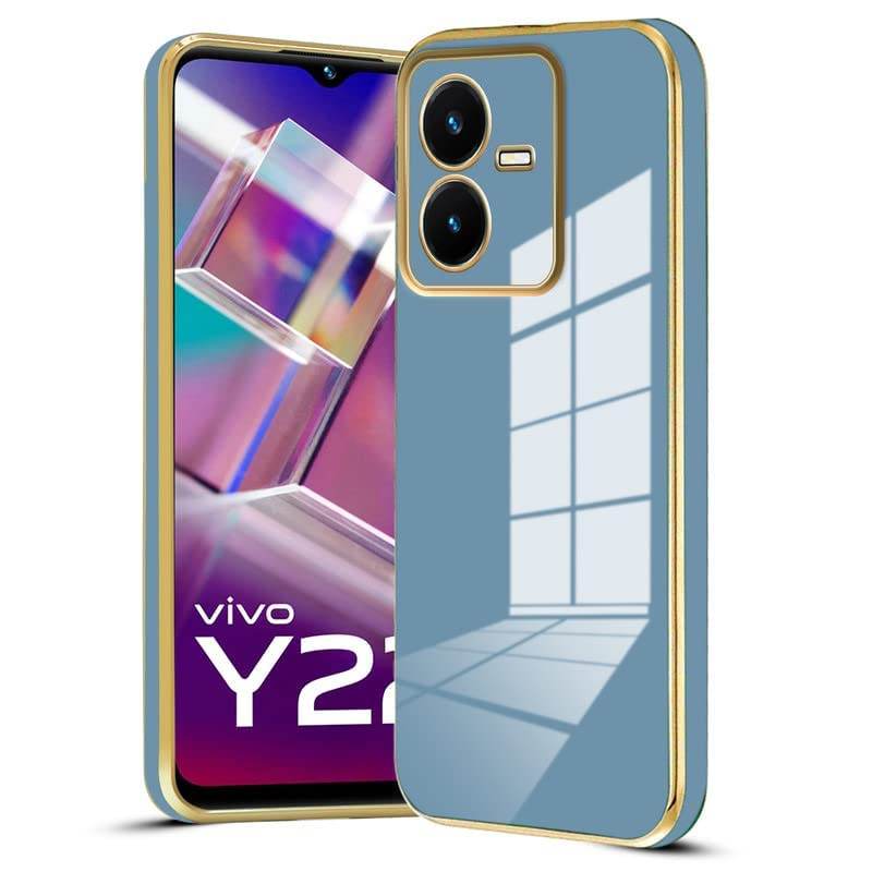 Vivo Y22 Premium Silicon Case Cover - Blue - Guleel