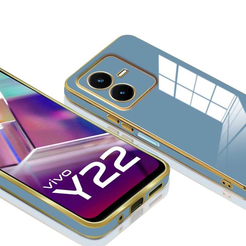 Vivo Y22 Premium Silicon Case Cover - Blue - Guleel
