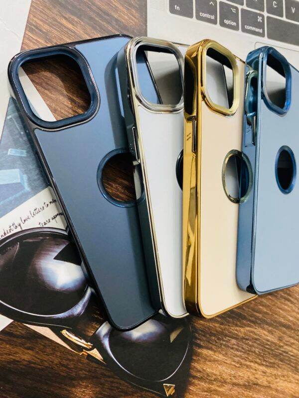 iPhone 14 Premium Shockproof Scratch Proof Logo Cut Cover- Dark Blue - Guleel