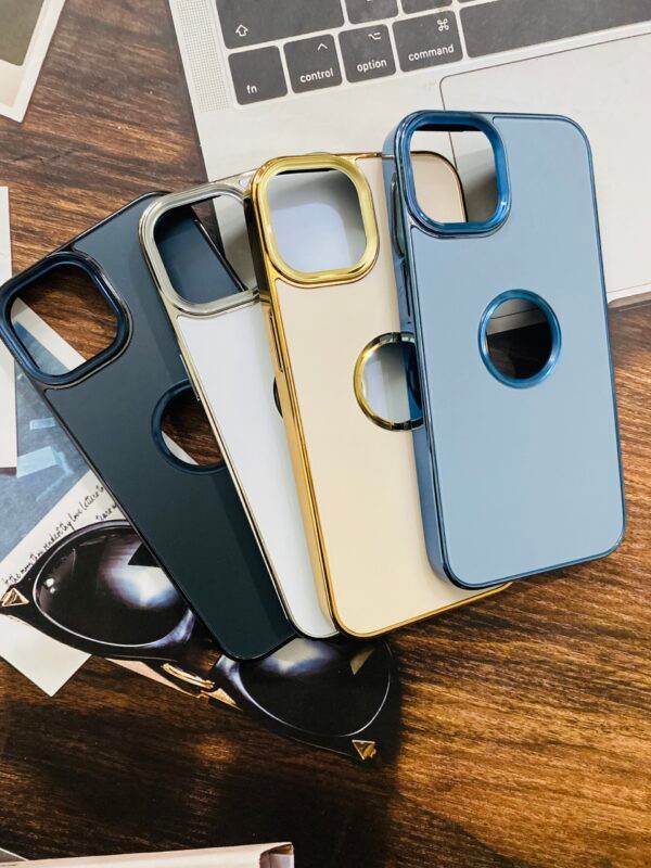 iPhone 14 Premium Shockproof Scratch Proof Logo Cut Cover- Dark Blue - Guleel