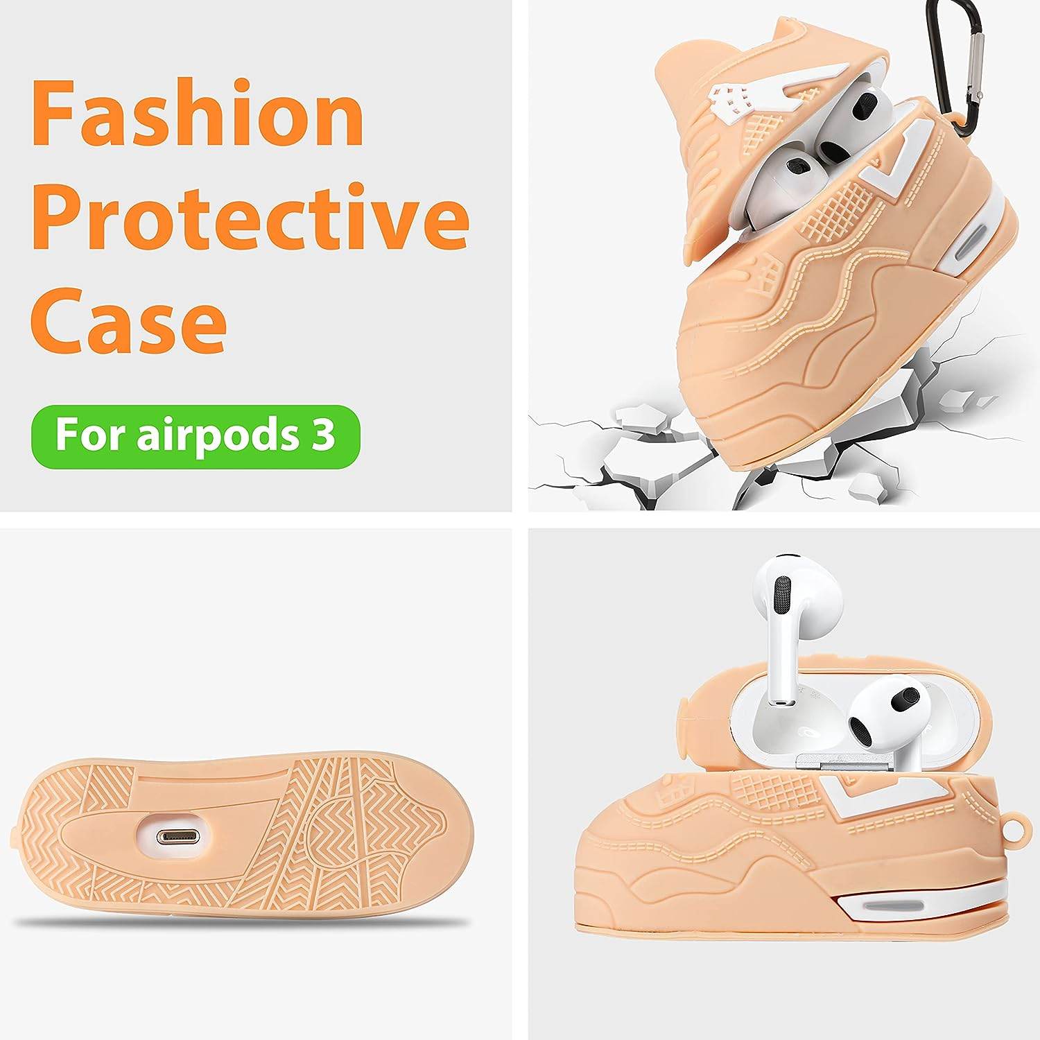 Airpod's 3 Cute Cartoon Silicone Case - Cream Shoes - Guleel