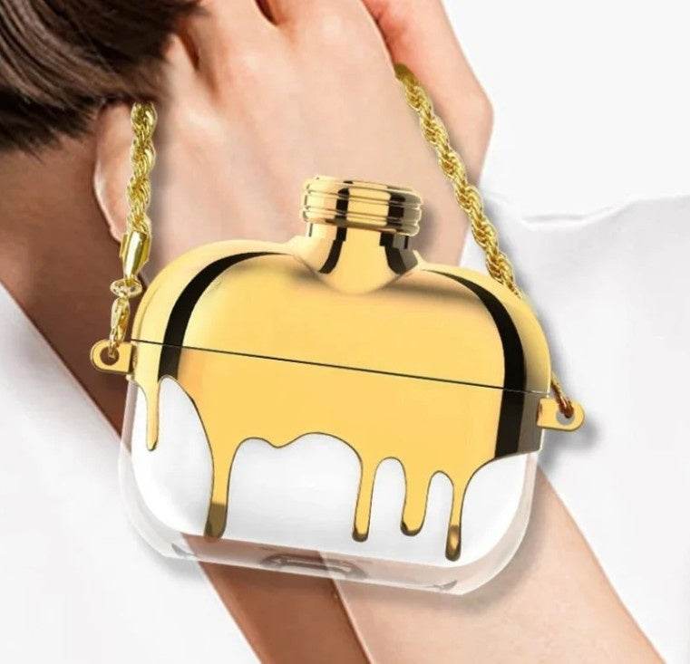 Airpod's 3 Cute Flow Dropping Style Transparent Silicone Case - Gold - Guleel