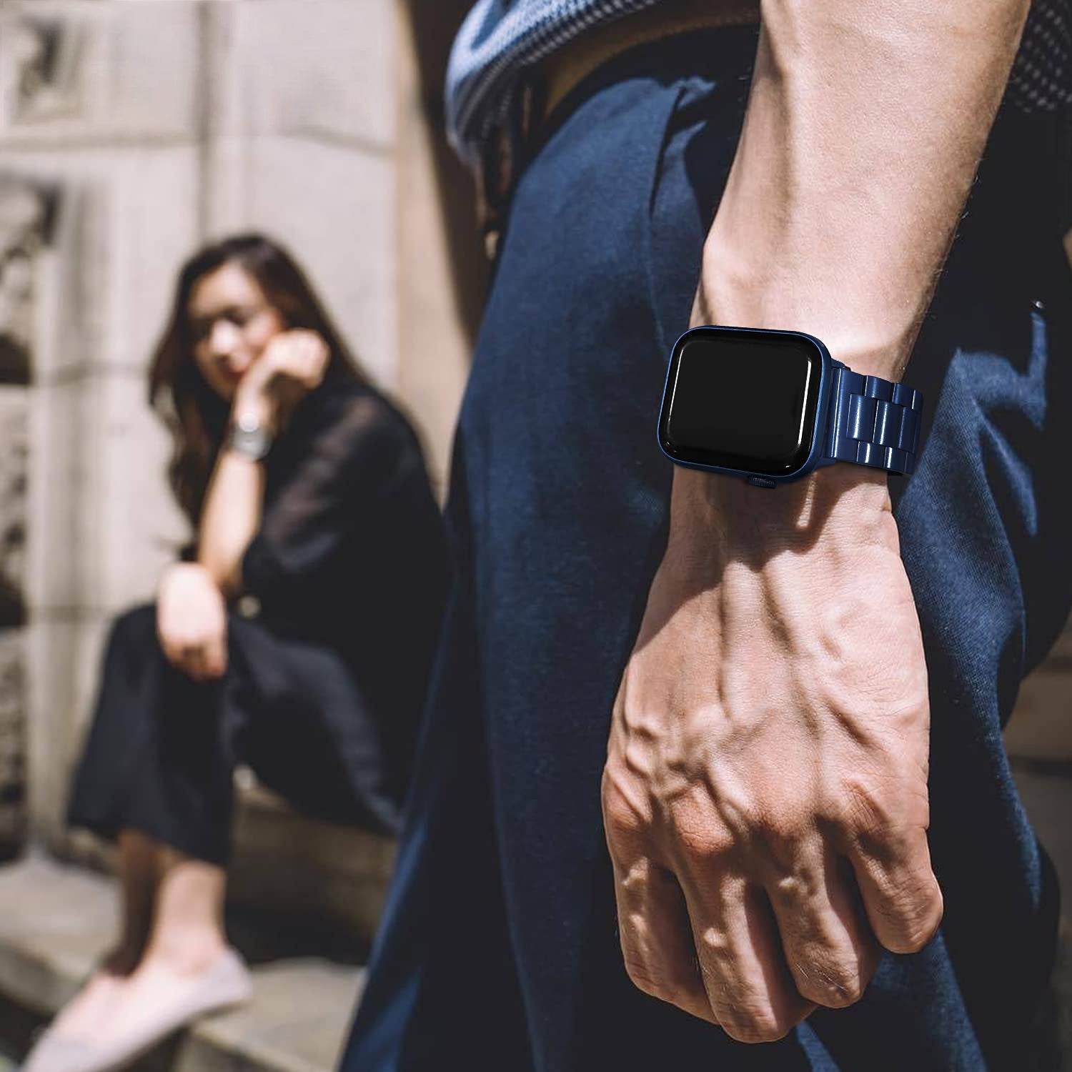 Premium Stainless Steel iWatch Band for Apple Watch Series 8/7/6/5/4/3/2/1/SE/SE2/Ultra - Blue - Guleel