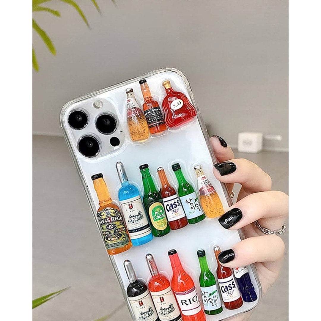 Premium Shockproof 3D Bottles Transparent Case - Guleel