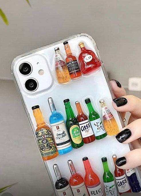 Premium Shockproof 3D Bottles Transparent Case - Guleel