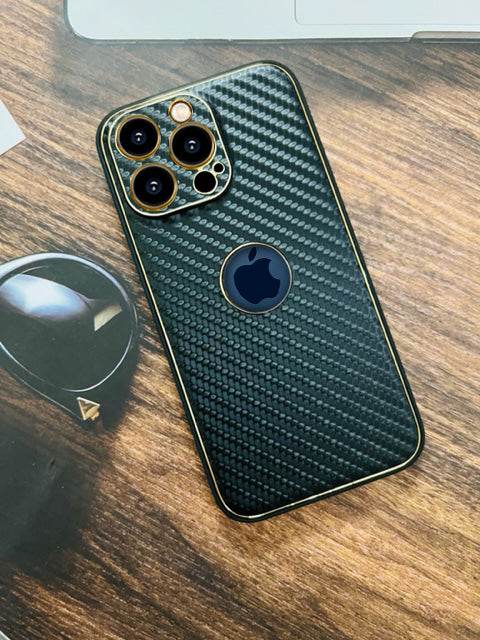 iPhone 13 Pro Premium Leather Mobile Cover – Black Red - Guleel