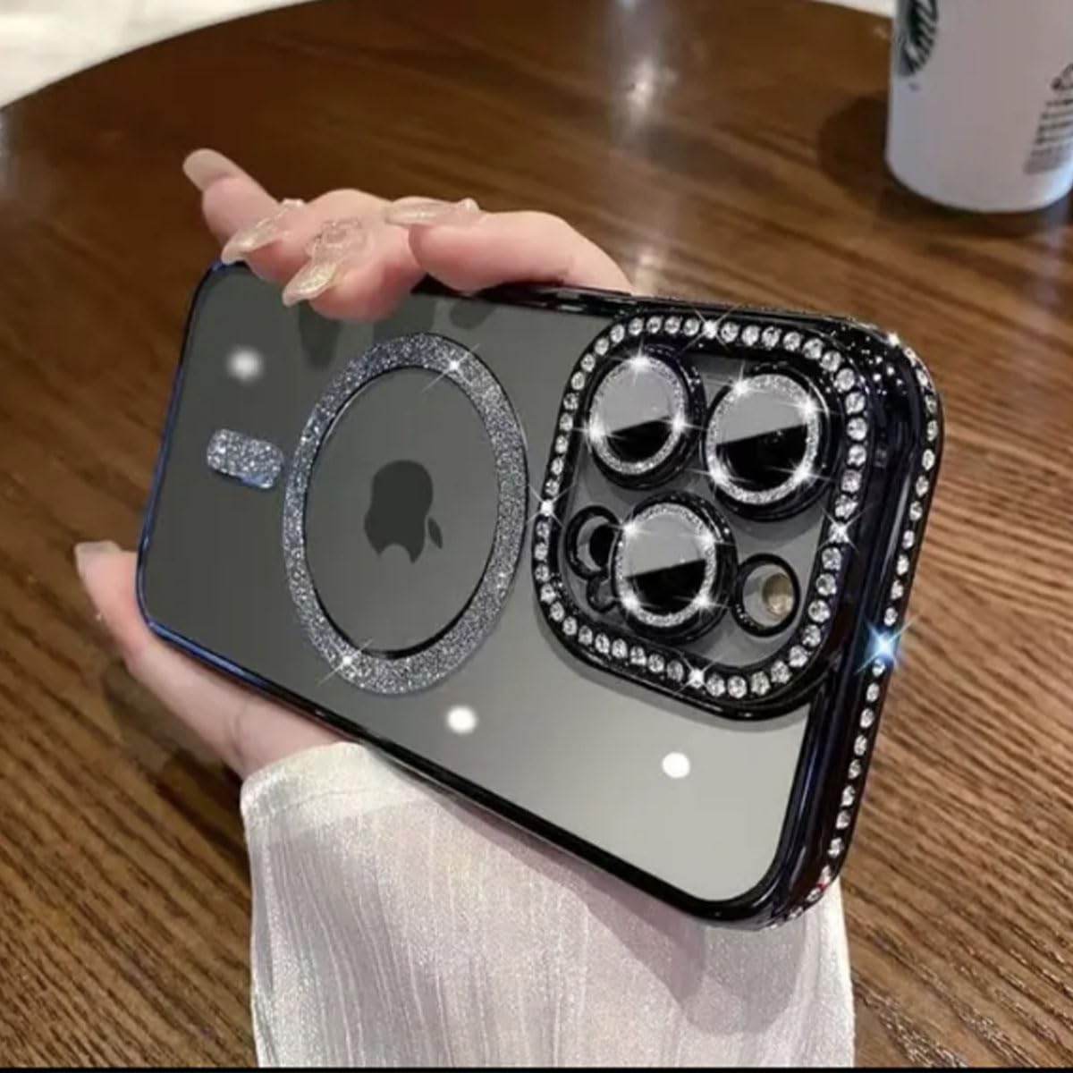 Glitter Transparent Diamond Wireless Charging Magnetic MagSafe Case - Guleel