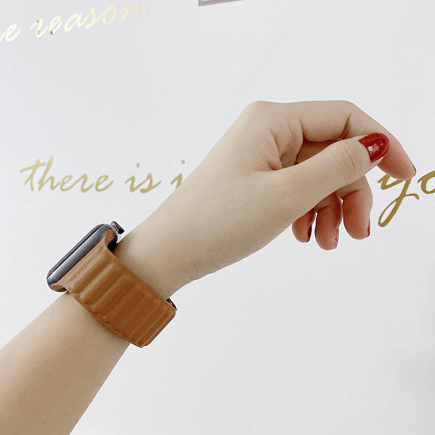 Magnetic Leather Loop Strap for iWatch Band Series Ultra 8/7/6/5/4/3/2/1/SE - Guleel